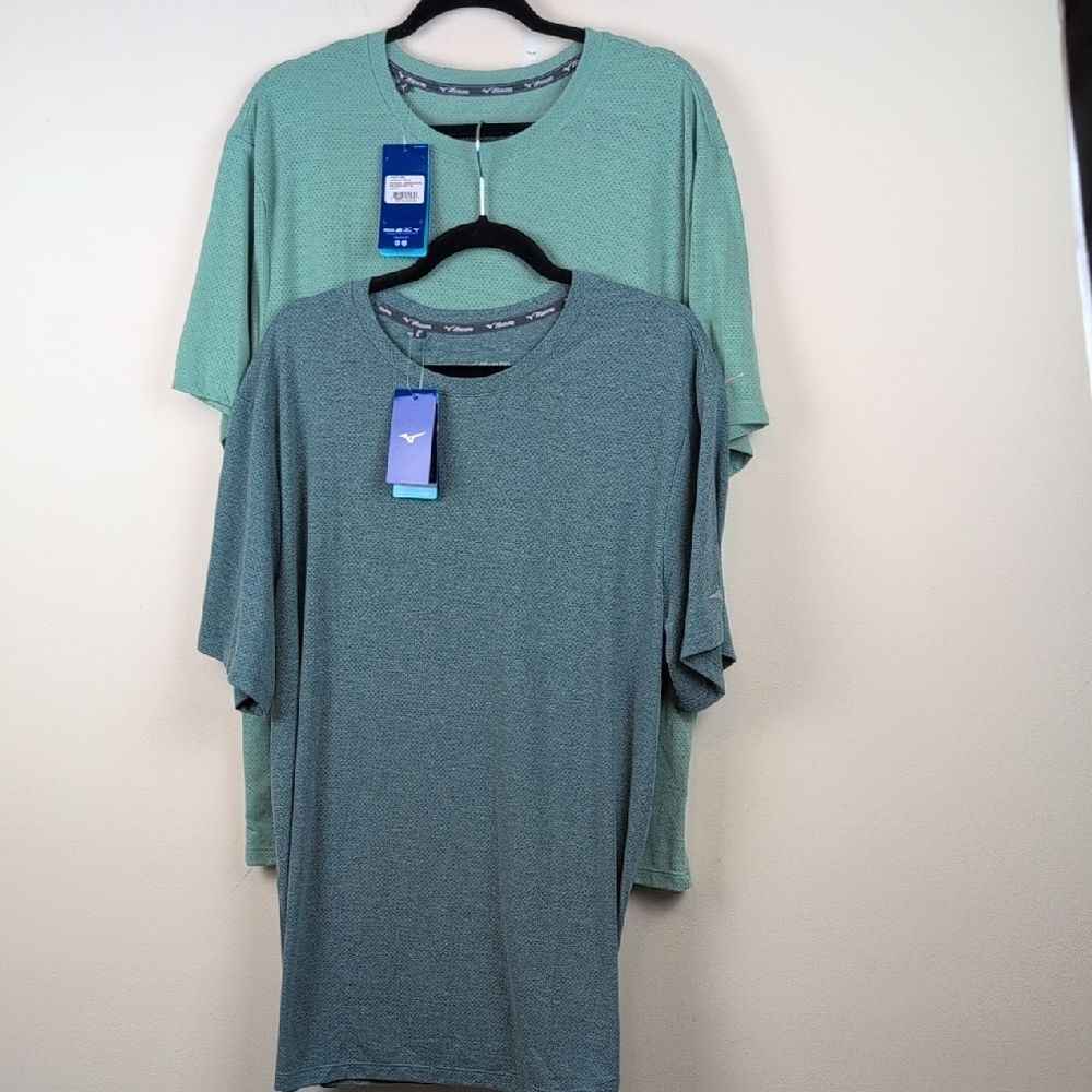 NWT Mizuno Infinity Tees Lot of 2 in Feldspar and Silver Pine Size XXL